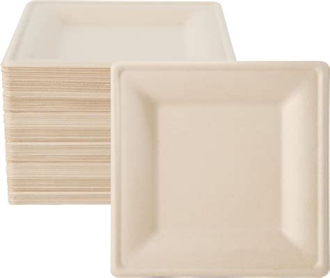 Buy ECOLipak 100 Pack Compostable Square Plates 10 Inch Disposable