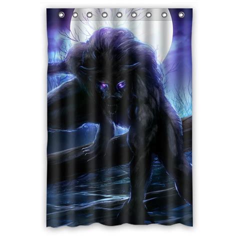 Gckg Angry Werewolf With Night Forest Bathroom Shower Curtain Shower