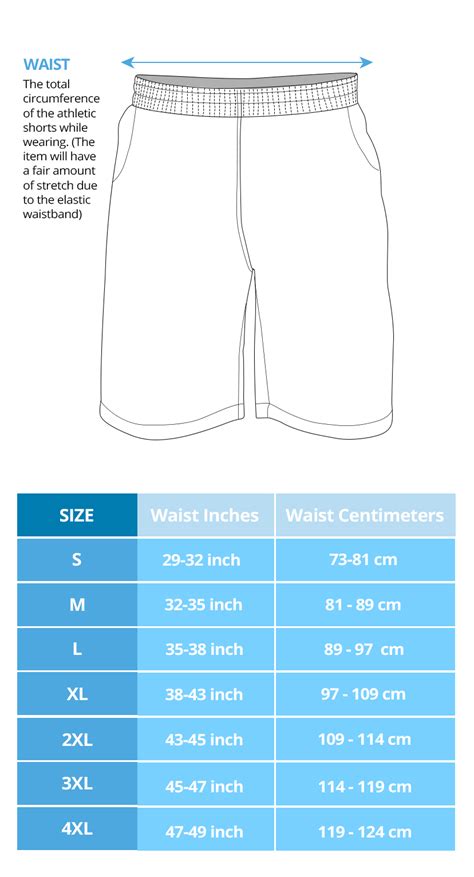 Shorts Size Chart Men