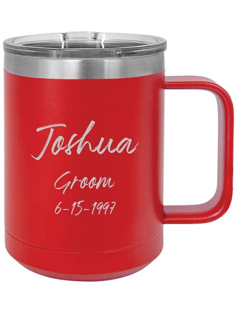 Personalized 15oz Powder Coated Mug With Lid Custom Engraved Etsy