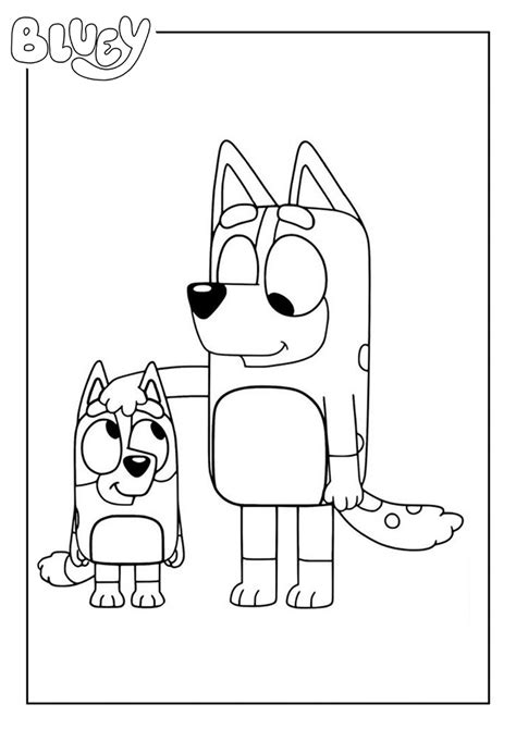 Coloriages De Bluey Et Sa Famille Bingo Et Sa Maman