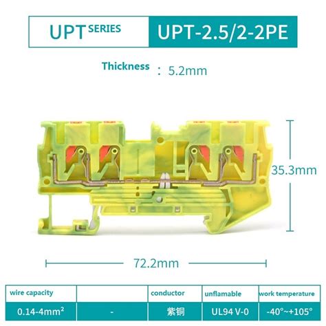 4 Push In Connections PT 2 5 Quattro PE Ground Modular Terminal Block