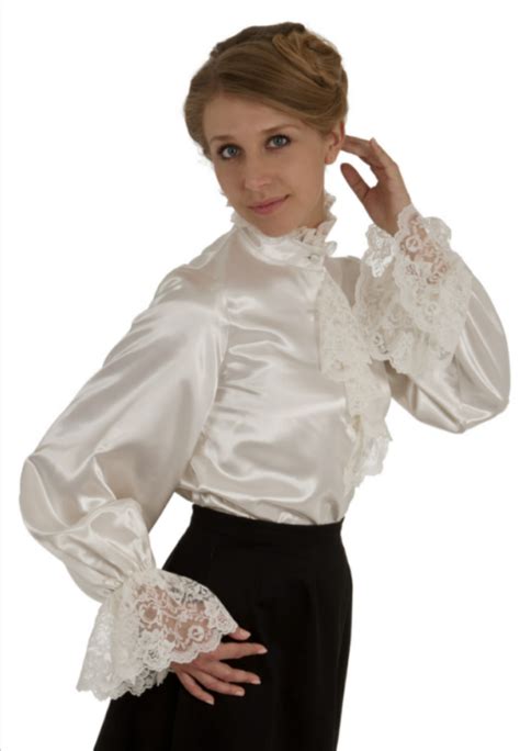 White High Neck Satin Ruffle Blouse Satin Blouses Victorian Blouse Beautiful Blouses