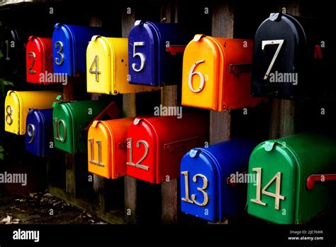 Colorful mailboxes with numbers Stock Photo - Alamy