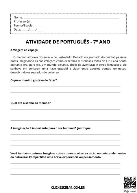11 Atividades de Português para 7º ano