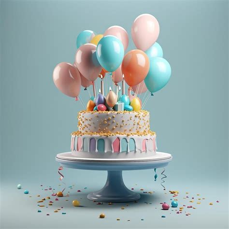 Premium Photo | Photo of birthday cake and balloons