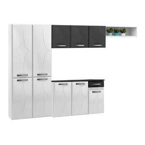 Cozinha Compacta Rubi Portas Gaveta Smart Branco Preto Telasul