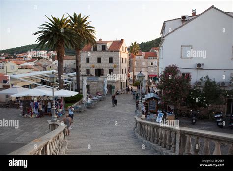 An overview from the Land Gate, Korcula Town, Croatia Stock Photo - Alamy