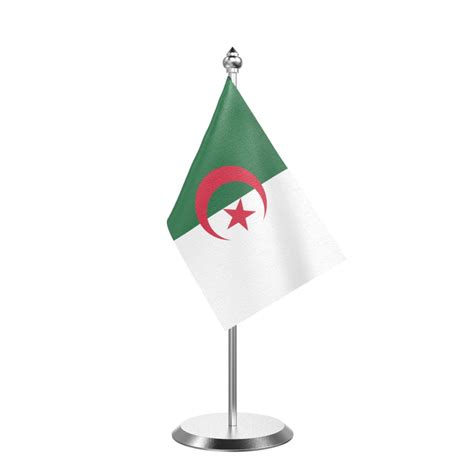 Algeria Table Flag With Stainless Steel Base And Pole Seher Flags