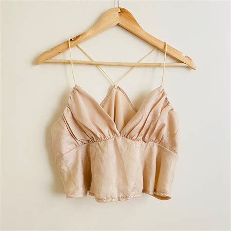 Shein Nude Silk Sexy Cropped Top On Carousell