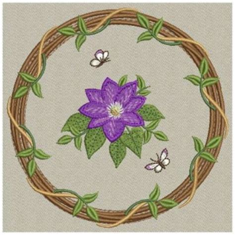 Clematis Vine Wreath Machine Embroidery Design Embroidery Library At