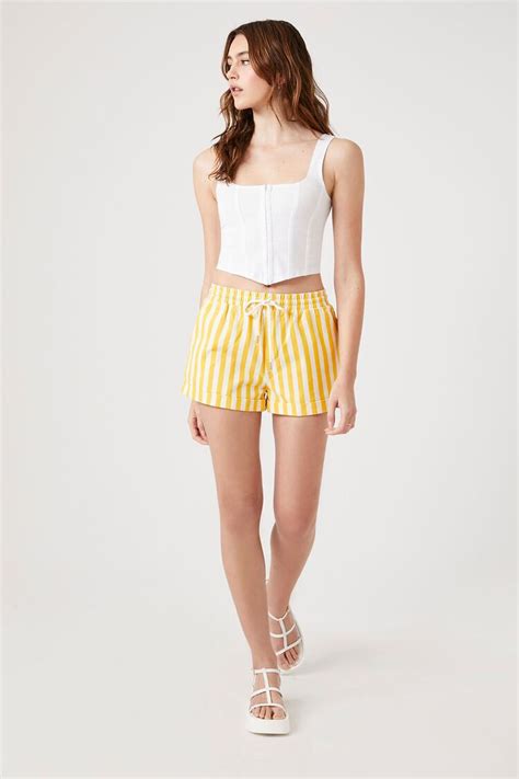 Striped Drawstring Twill Shorts