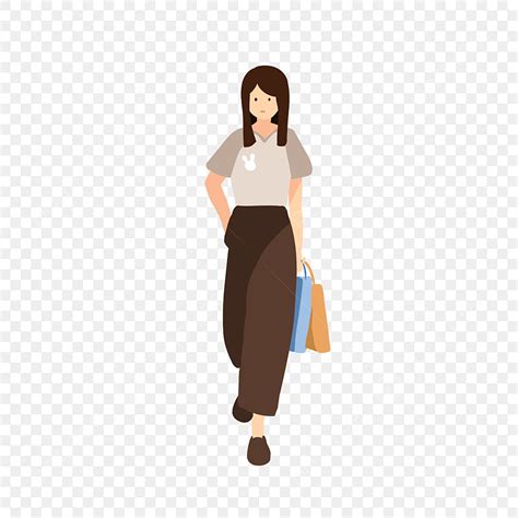 Fashion Girl Shopping Hd Transparent Flat Wind Fashion Girl Shopping