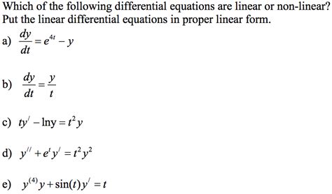 Solved Which Of The Following Differential Equations Are