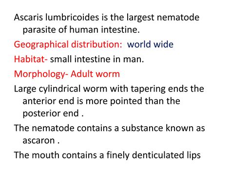 Solution Medical Parasitology Ascaris Lumbricoides Pathoenecity Life Cycle Treatment And