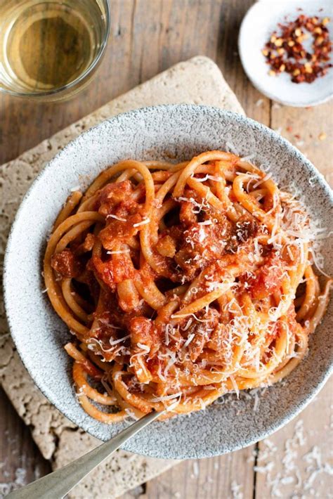 Bucatini All Amatriciana Inside The Rustic Kitchen