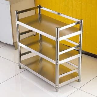 3 TIER STAINLESS STEEL STORAGE RACK WITH FENCE 60CM X 50CM X 80CM