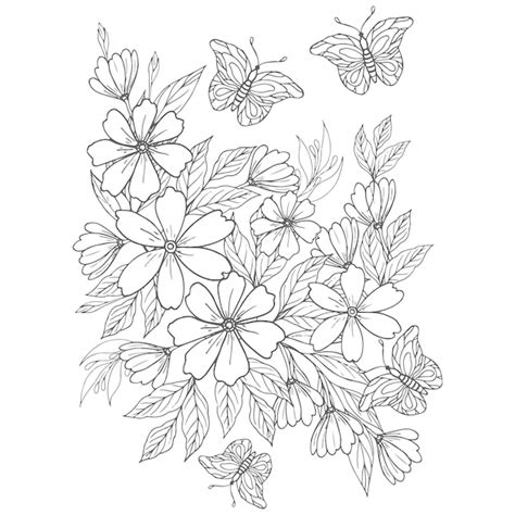 Dibujos De Flores Para Colorear Vector Premium