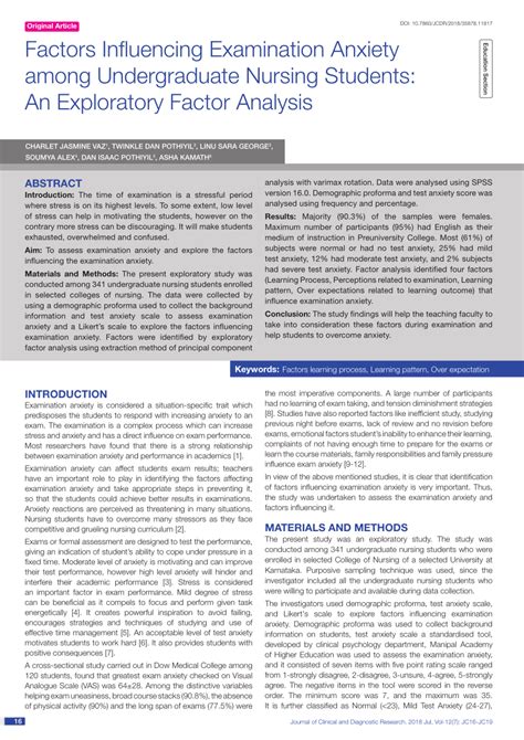 PDF Factors Influencing Examination Anxiety Among Undergraduate