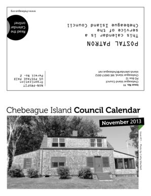 Fillable Online November Calendar Chebeague Island Fax Email Print