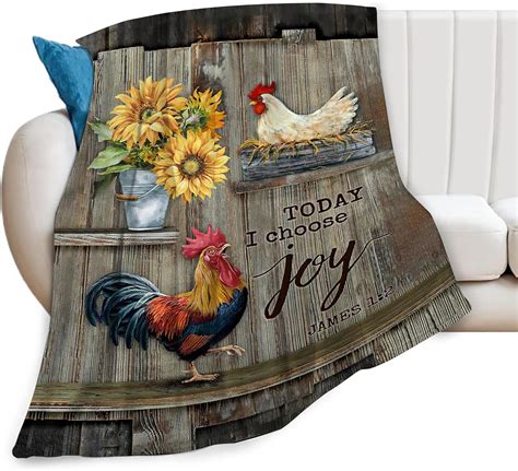 Rooster Blanket Chicken Hen Throw Blankets Plush Cozy