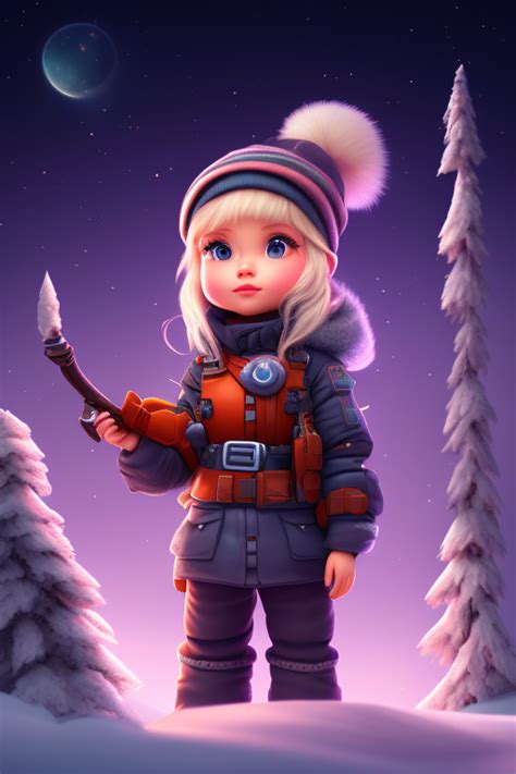 Addison A Cartoon Girl In An Arctic Explorer Outfit With A Distant