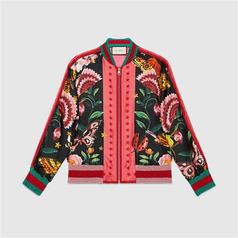 Gucci Gucci Garden Reversible Silk Bomber Silk Bomber Flower Print