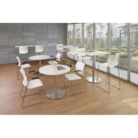 Versatile Round Table Brushed Steel Base Office Furniture Ez