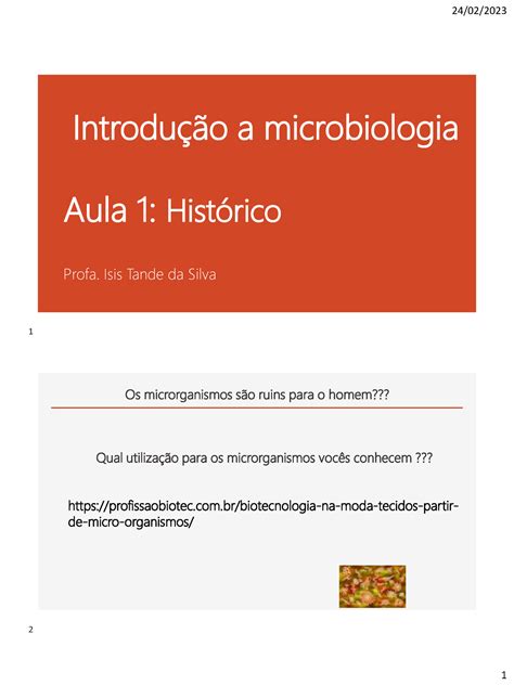 Aula Introdu O A Microbiologia E Imunologia Introdu O A