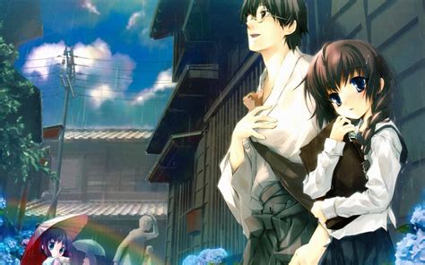 Download Cute Anime Couple In The Rain Wallpaper | Wallpapers.com