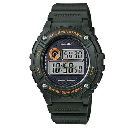 Jual Casio Illuminator W 216H 3B Jam Tangan Pria Green Strap