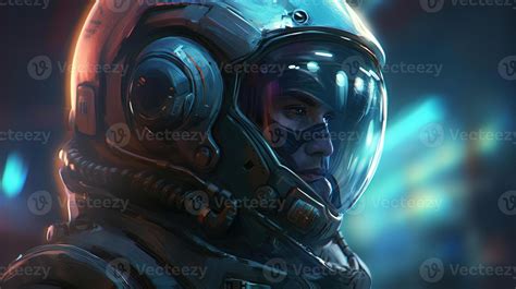 man in helmet astronaut, digital art illustration, 23434664 Stock Photo ...