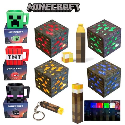 Minecraft Torch Led Keychain Flashlight Night Light Building Block Lamp