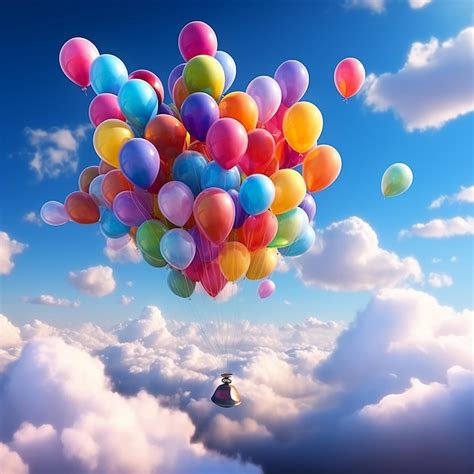 Premium Ai Image Colorful Balloons Floating In The Blue Sky