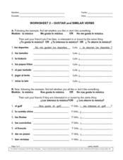 Grammar Worksheet Gustar And Verbs Like Gustar 1 Conjuguemos PDF