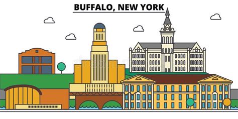 Buffalo City Skyline Horizontal Banner. Stock Vector - Illustration of ...