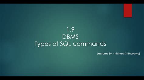 Types Of Sql Commands Ddl Dml Dcl Tcl Constraints Dbms By