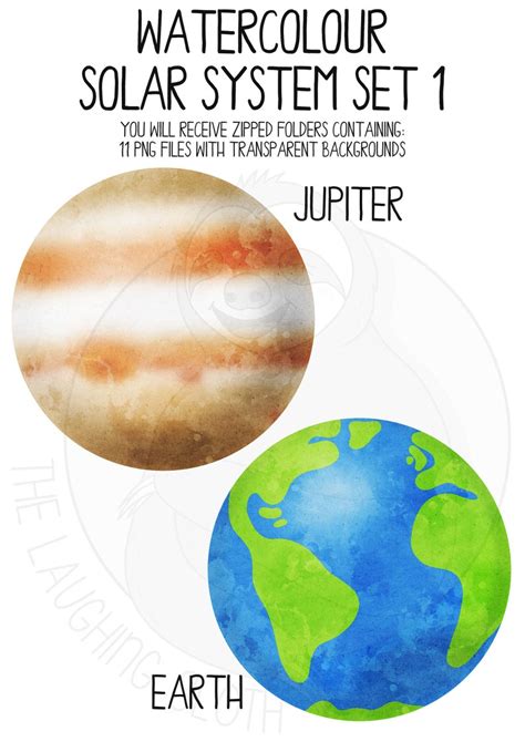 Watercolor Solar System Clip Art Watercolour Planet Art Etsy Uk