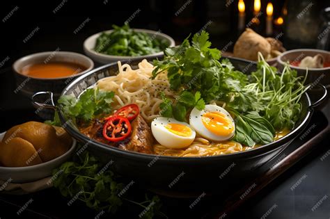 Premium Ai Image Khao Soi Gai Thai Main Course On A Colorful Plating Plates Bowls Northern