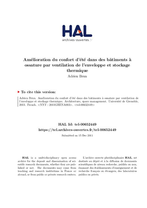 Pdf Amélioration Du Confort D´ Eté Dans Des Bâtimentsà Ossature Par