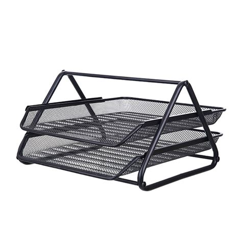 Milue Metal Mesh Tier Document Letter Tray Desk Organizer File Holder