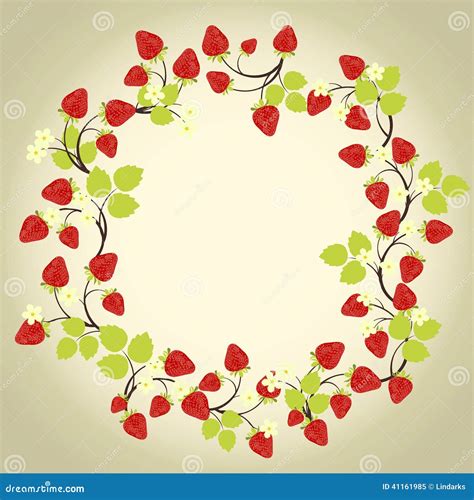 Strawberry Frame 3 Red Berry And White Flower Cartoon Vector