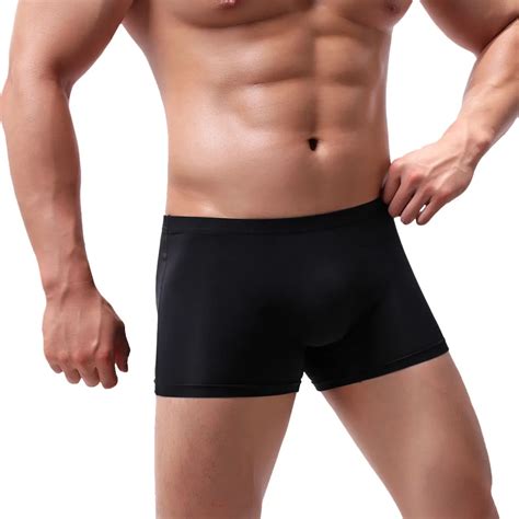 Bóxer de seda de hielo para hombre ropa interior Sexy transpirable