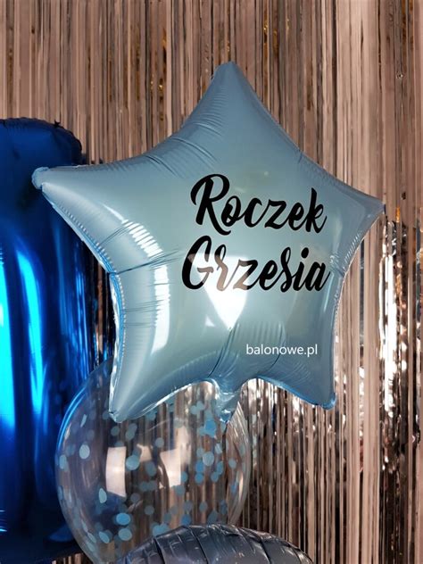 Balon foliowy 18 cali z napisem Roczek imię dziecka Balonowe pl