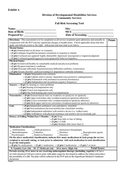 Delaware Fall Risk Screening Tool Download Printable Pdf Templateroller