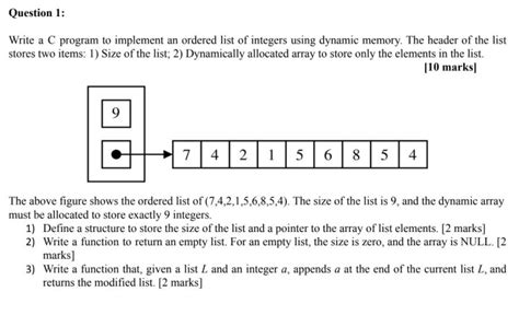 Solved Question 1 Write A C Program To Implement An Ordered