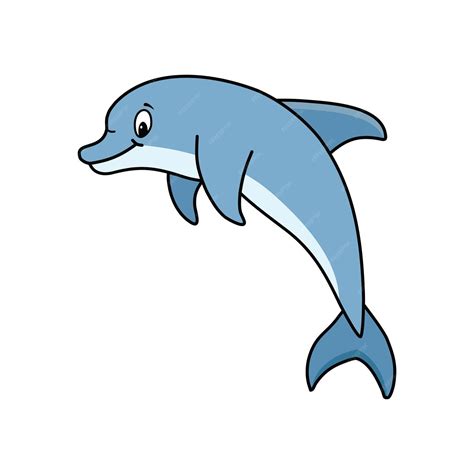 Ilustración De Vector De Delfines Delfín De Dibujos Animados Dibujo A Mano De Delfín Aislado