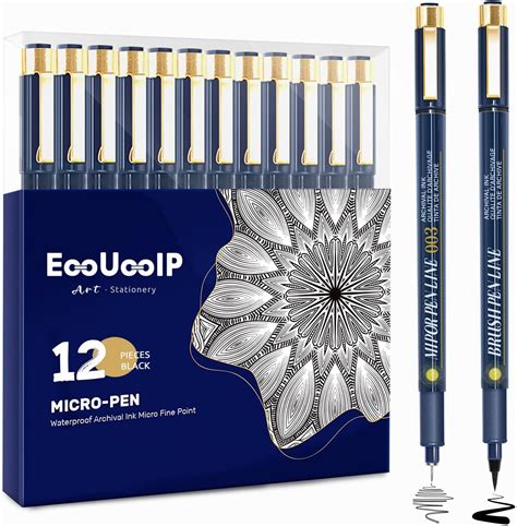 EooUooIP Black Fineliner Pens 12 Pack Fineliners Art Pens Set