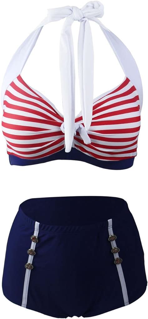 Lanyu Sexy Bikini High Waist Swimsuit Women Bikini Set Striped Halter