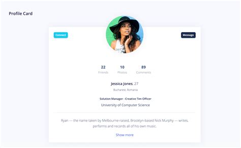 Profile Card Snippet for Easier Coding in Bootstrap @ Creative Tim